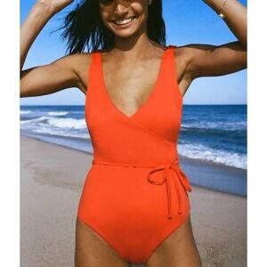 Andie Swim One Piece Orange Swimsuit Medium New w.Tags! “The Belmar” Sustainable